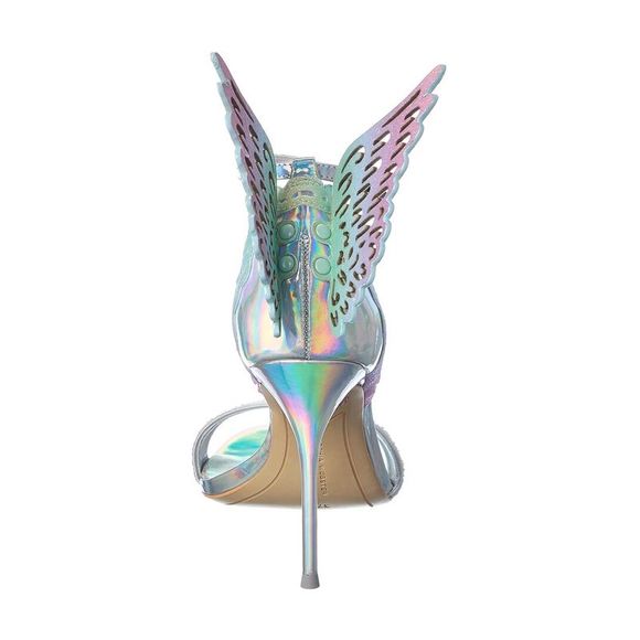 Sophia Webster Evangeline Glitter & Leather Sandal, Silver - Picture 3 of 5